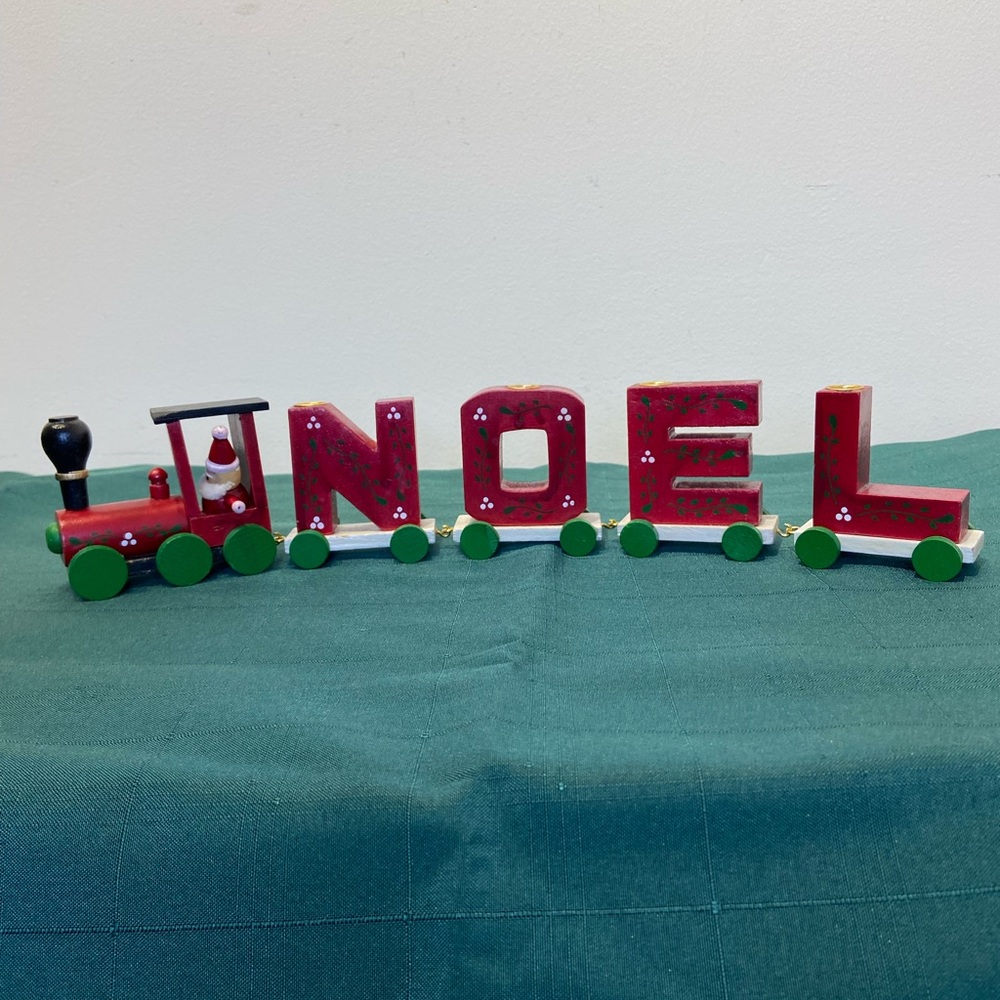 ✨3 for $20✨ Vintage Wooden NOEL Christmas Train Candle Holder